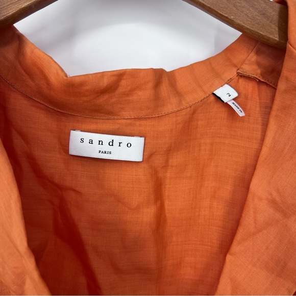 Sandro Orange Evana Side Tie Gathered Hem Crop Top - Picture 4 of 9